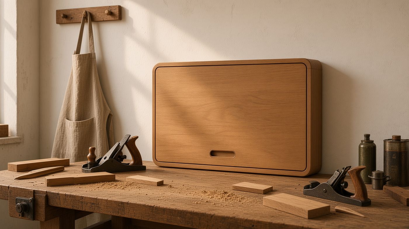 Atelier BOIS55, fabrication du bureau mural escamotable MURA 55